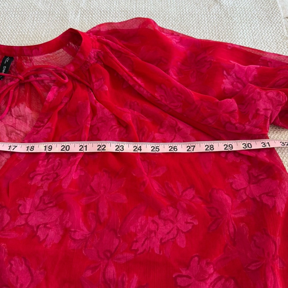 MNG Mango Women's Plus Multicolor Long Sleeve Pull Over Sheer Blouse Top 1XL - Picture 13 of 15